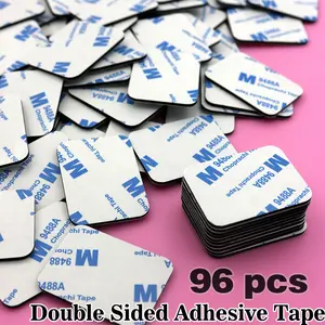 96pcs rectangular black heavy-duty double-sided strong adhesive tape set, self-adhesive super strong adhesive double-sided tape, detachable, EVA foam pad, 30*40mm double-sided adhesive foam pad, foam tape black strong pad installation, self-adhesive t