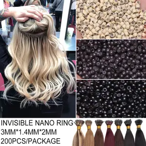200 Pieces/Pack Nano Rings Loop Silicone Lined Micro Beads Hair Extensions Invislble NANO RING BEADS For Nano Tip Hair Extensions Mini Beans