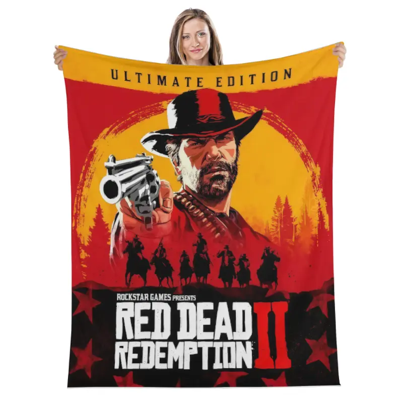 Red Dead Redemption John Marston Flannel Blanket - Premium Flannel Material Game Series Cowboy Characters Throw for Home Bedspread Decoration Mother's Day Valentine's Day Birthday Christmas Gift