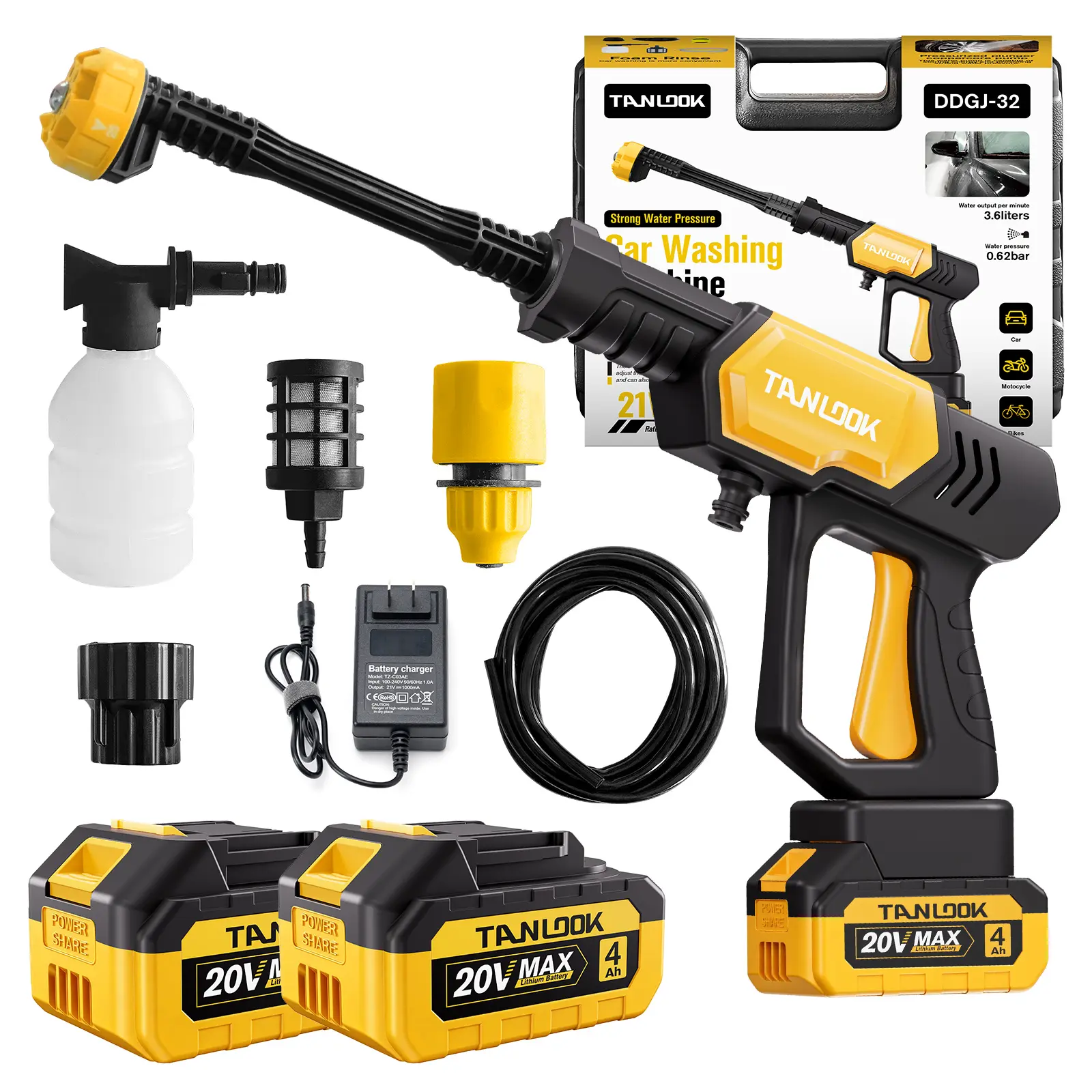 TANLOOK Portable Cordless High Pressure Washer - Rechargeable Lithium Battery Handheld Car Wash Sprayer with Sprayer Nozzle, Flexible Design for Home Cleaning, Father's Day Gift, Portable Pressure Washer