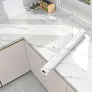 1 Roll Marble Self-Adhesive Wallpaper - Waterproof & Oil-Proof, Easy to Apply for Kitchen & Bathroom Renovation