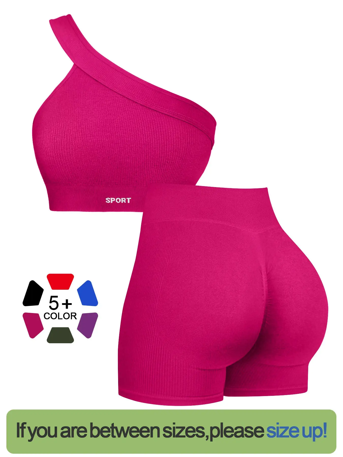 Women's Sporty Fitness Set, Asymmetrical Tank Top + Shorts, Stretch Breathable Bra and Pants, Yoga, Pilates, Running, Gym Training, Sports Activewear Set, Breathable Sporty Outfits, Fitness Clothing