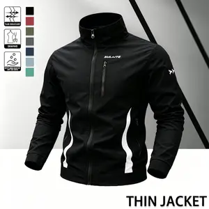 Clean Gen lightweight jacket — men’s racing jacket with contrasting letter panels, “SULAITE” chest zip pocket; simple and stylish, a long-sleeve jacket essential for all seasons.