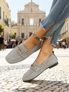 Women's Casual Mary Jane Flat Shoes, Metal Buckle Decoration, Comfortable PU Leather, Square Toe Design, All Seasons Wear, Casual Flats