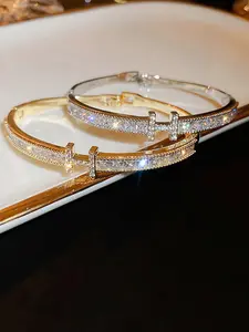 Fashion Letter Design Bangle Bracelet, Elegant Bangle, Letter Link Bracelet, Pretty Bracelet, Fashion Jewelry for Party, Daily Clothing Decor, Trendy All-match & Exquisite Jewelry for Birthday Gift