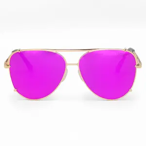 Cristina - Tangle Free - Mirrored Pink Aviator Sunglasses