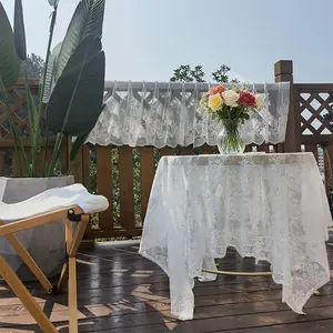 French Vintage Floral Tablecloth, Luxury Atmosphere Dining Decor, Small Round Coffee Table Cover, Elegant Home Decoration