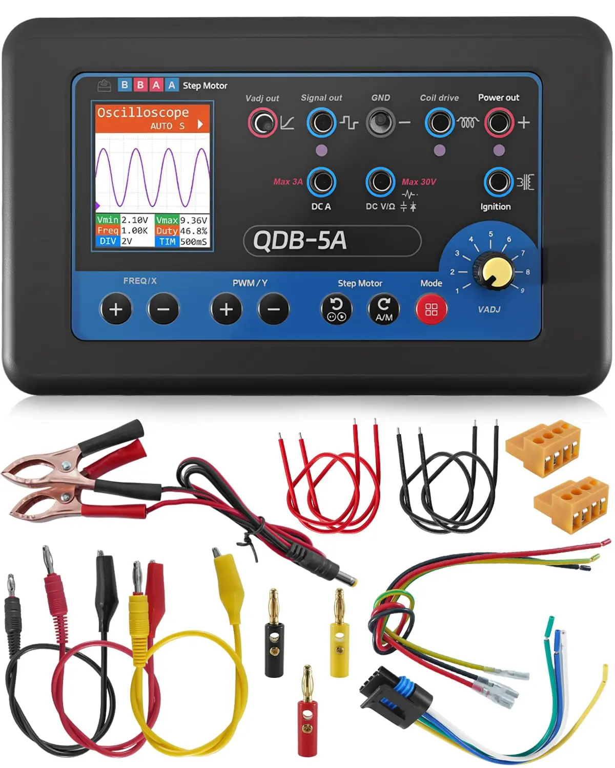Upgraded QDB-5A Ignition Coil Multi-Tester, Automotive Handheld Actuator Drive Tool for Ignition Coil, Fuel Injector, Solenoid Valve, Stepper Motor Diagnostic Testing, Handheld Tool, Compact