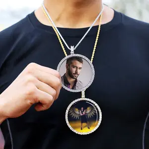 Customized Hip Hop XL Round Men's Fashion Pendant Memory Photo Picture Necklace Women