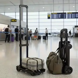 Foldable Platform Cart Dolly, 80 LBS Capacity Heavy Duty Durable PP Rolling Cart, with Safety Lock & Bungee Cord for Shopping Moving, Travel Trolley