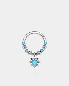 Heart Turquoise Hinged Segment Septum Ring