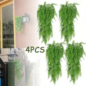 4Pcs/Set Artificial Hanging Plants Fern Vine,Fake Ivy Leaves Flowers Bouquet,Faux Foliage Greenery Decor for Home,Kitchen,Balcony,Garden,Bedroom,Farmhouse Aesthetic,Christmas Party Gifts,Hand Tools Kits