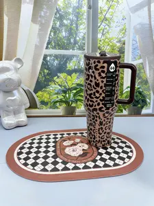 HydroJug Brown Leopard 40oz Stylish Vacuum Insulated Stainless Steel Tumbler Flask - Double-Wall, BPA-Free, Leak Resistant, Flip Straw, 24H Cold Retention, Portable, Great Gift for Women, Reusable Outdoor Drinkware