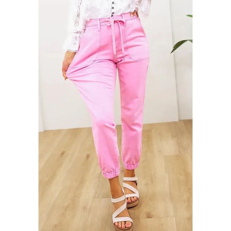 Judy Blue Icing On The Cake High Rise Garment Dyed Joggers - Pink *JB