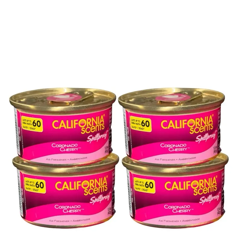 California Scents Coronado Cherry Spillproof Air Freshener 1.5 Ounce Canister Original Organic Scent for Car & Home PACK OF 4!