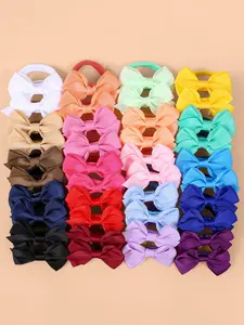 Girls' Tail Bow Hair Tie Set, Simple Fashion Ponytail Holder, Perfect for Home Play School Daily Wear, Elastic Hair Accessory Set, 20 Pieces
