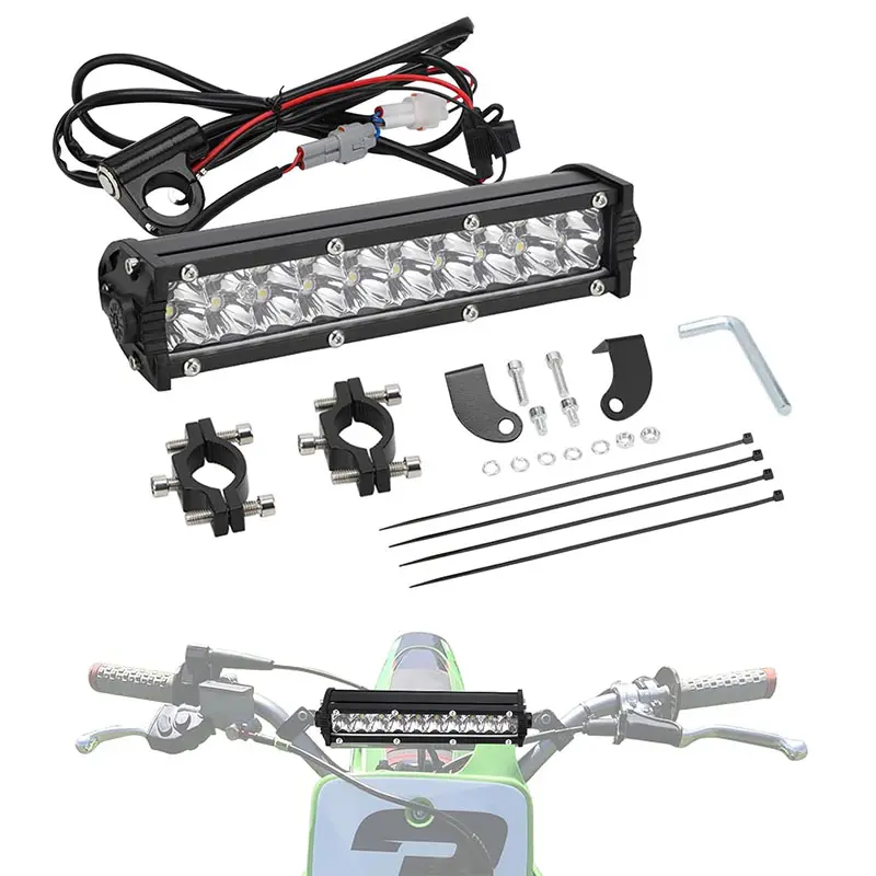 Motorcycle LED Light Bar Waterproof Plug-Play 60W 2500Lm Driving Light Kit 7/8" Handlebar Universal for CRF XR RM KX KLX TTR PW SSR Apollo TAO TAO SDG Dirt Pit Bike Led Work Light