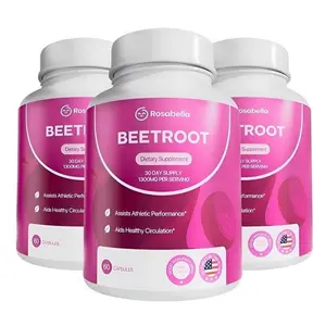 4 Pack Rosabella Organic Beet Root Capsules - 1300mg Beet Root Powder Aids Healthy Circulation & Vitality, Non-GMO, Beet Root Supplement - 60 Capsules, 30-Day Supply