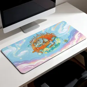 Premium Astronaut Floating Fantasy Planet Illustration High Quality Mouse Pad Modern Office Gaming Comfort Experience Non?Slip Durable For Daily Work And Play  40*80 Size.