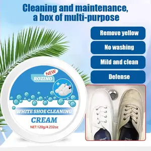 ROZINO 120g White Shoe Cleaning Cream for Canvas Leather Mesh Removes Yellowing No Water Needed Mild Non-Damaging Formula