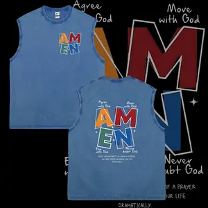 Men's vintage washed pure cotton vest