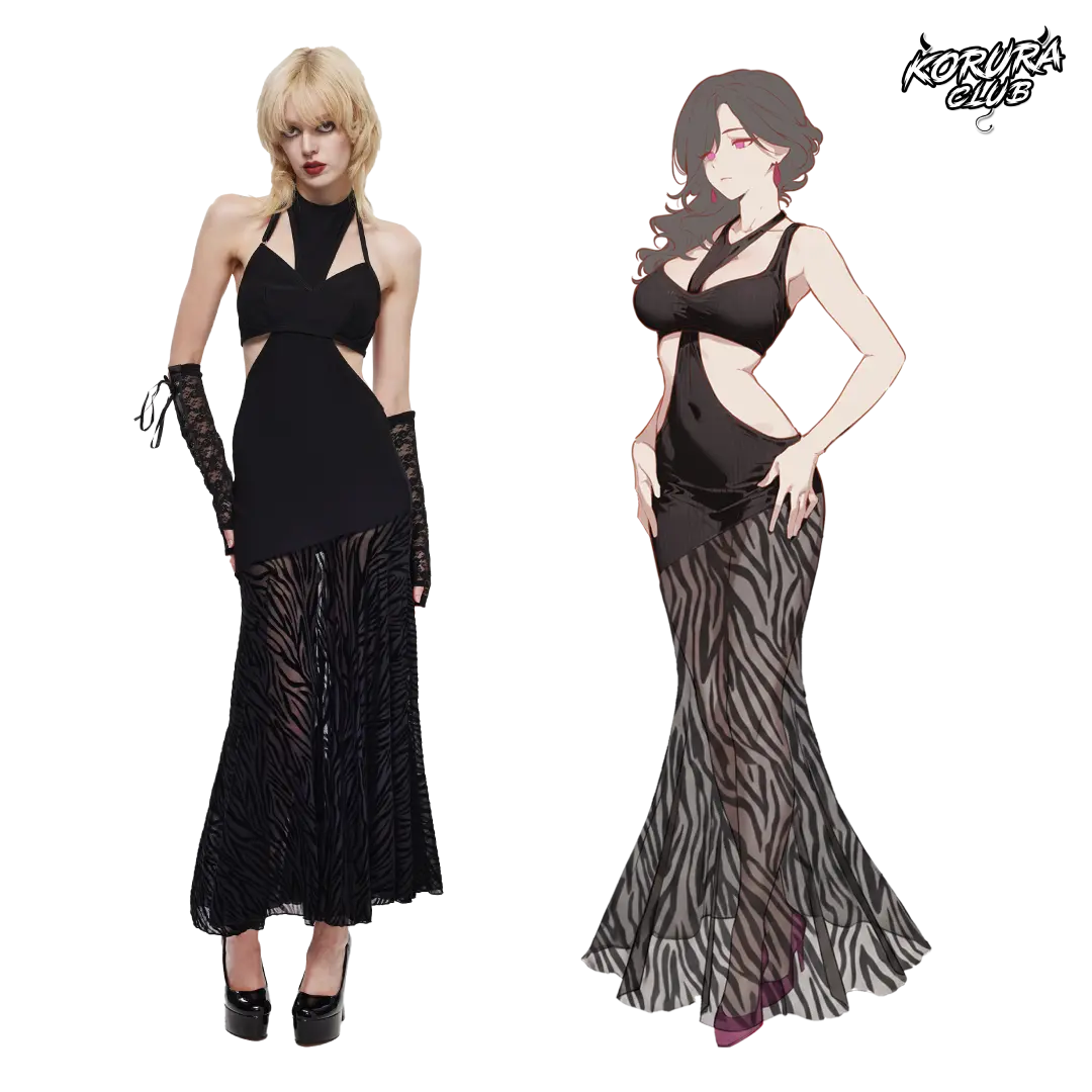 KORURACLUB Women's Casual Lace Mesh Mermaid Dress - Flattering Cut, Mermaid Shape, Mesh Detail, Style HK013