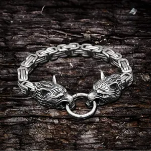 GTHIC Celtic Wolf Beast Viking Bracelet For Men Simple Chain Accessories For Daily Wear Birthday Gifts  Stainless Steel