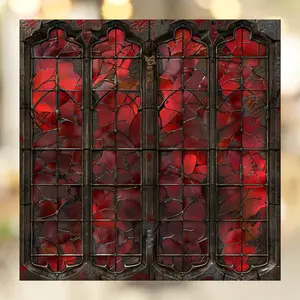 Firebrick Stained Glass Window Cling Gothic Decor Sticker Decal Window Film Custom Sizes and Colors