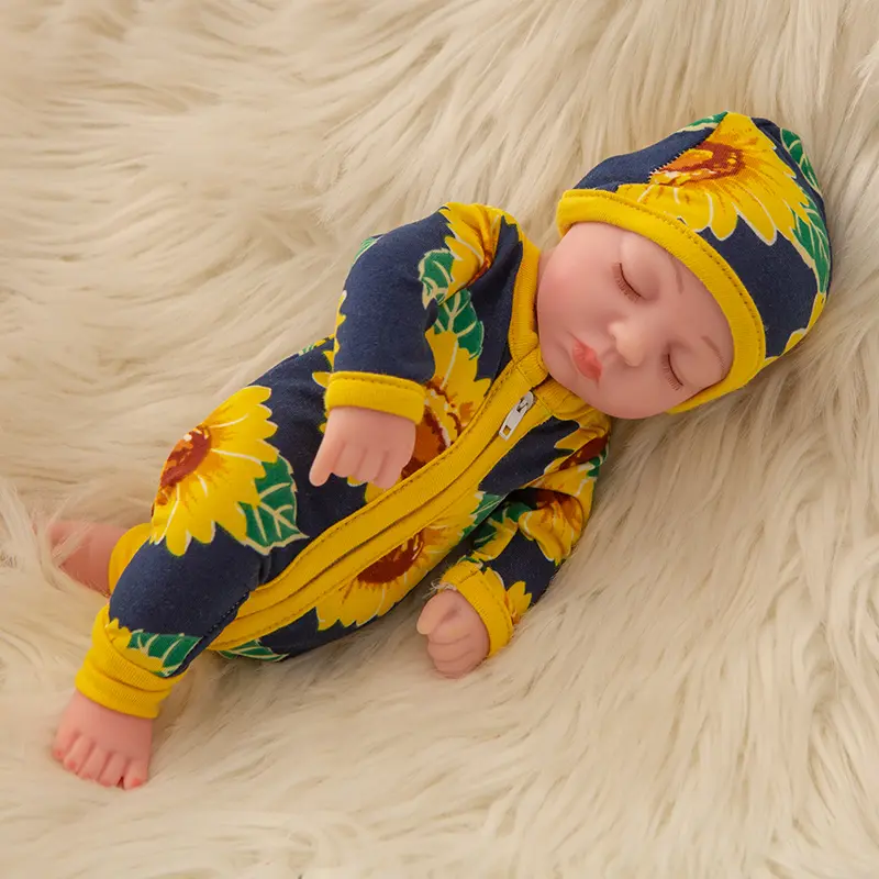 10-in Dress Up Reborn Baby Doll with Matching Flower Outfit, Cute Toy Doll for Girls, Halloween-Thanksgiving Holiday Gifts, Dress Up Dolls