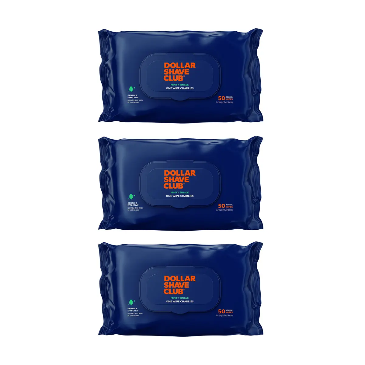 Dollar Shave Club Charlies Butt Wipes for Men – Minty Fresh Adult Flushable Wet Wipes with Aloe & Chamomile, Alcohol-Free Booty Wipes, 50 Count, 3-Pack