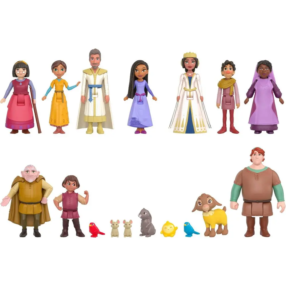 Set of 10 Disney Wish Kingdom of Rosas Posable Mini Character Doll Figures