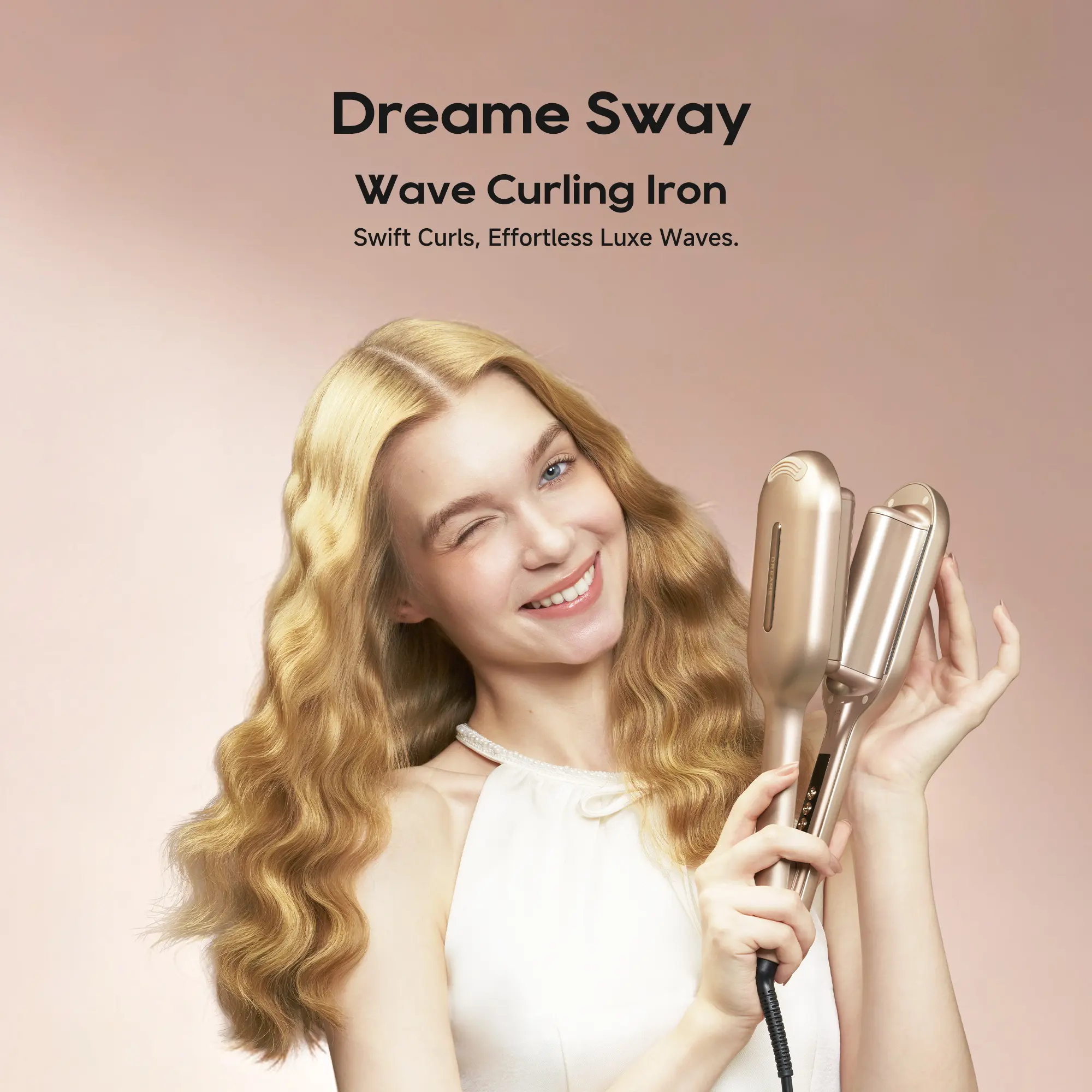 DREAME Sway Wave Triple Barrel Curling Iron, 1.25in/32mm, PTC Ceramic Heating Plates, NTC Smart Temp Control, 45M Negative Ions, Anti-Frizz Beach Wave Hair Curler for Home & Travel,back to school,back to school haul
