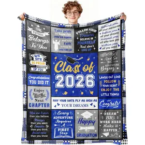 2026 Graduation Gift for Him, Class of 2026 Blanket 60"X50", High School College Masters Degree Phd Graduation Gift for Him Boys Men Son Boyfriend, Congratulations Graduates Party Decorations, Graduation Gifts For Boys, Graduation-Themed Blankets