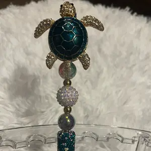 Handcrafted Beaded Blingy Turtle Pen - One of a Kind Refillable Design for Turtle Lovers - Perfect for Signatures