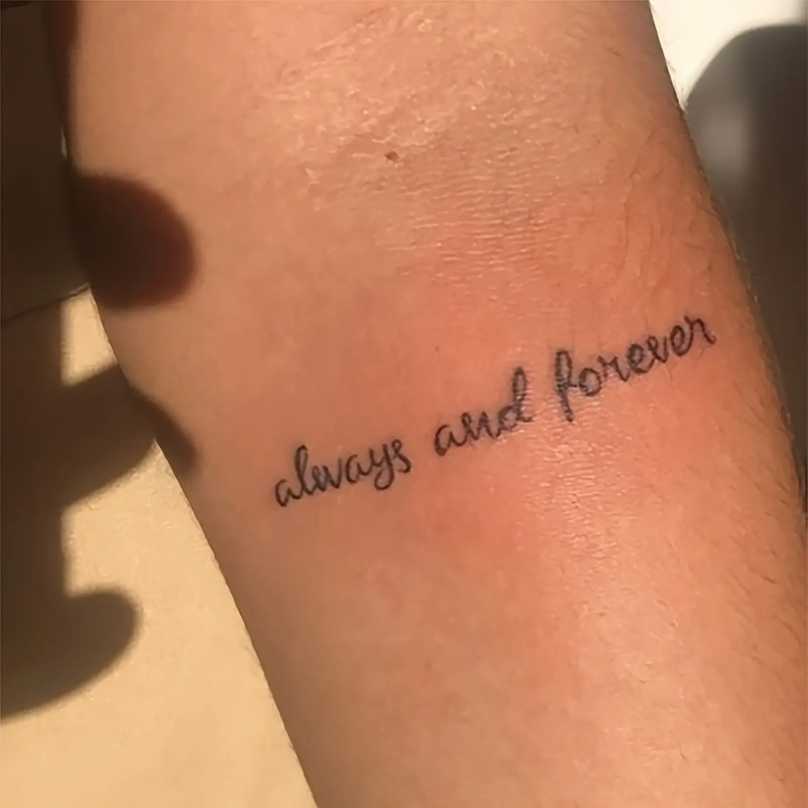 2pcs Temporary Tattoo Stickers, Forever Minimalist Cursive Script, Ink, Rectangular Shapes for Arms Wrists Hands, Bold Style, Fake Tattoos, Ephemeral Tattoos, Waterproof Temporary Tattoos