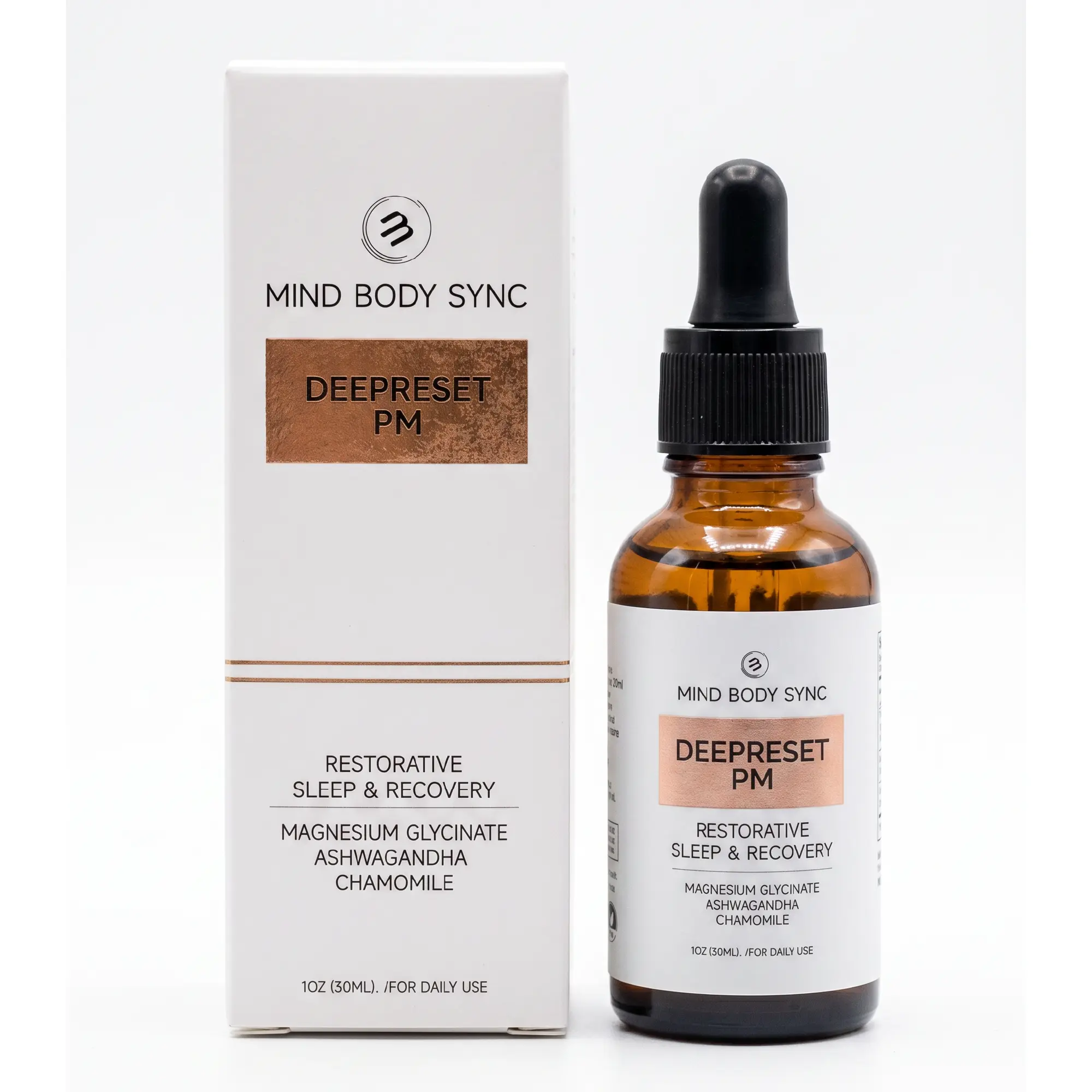 Liquid Sleep Aid Drops for Adults - Magnesium Glycinate 500mg with Ashwagandha, L-Theanine, Valerian Root, Chamomile & Time-Release Melatonin 3mg - Non-Habit Forming, 1 fl oz