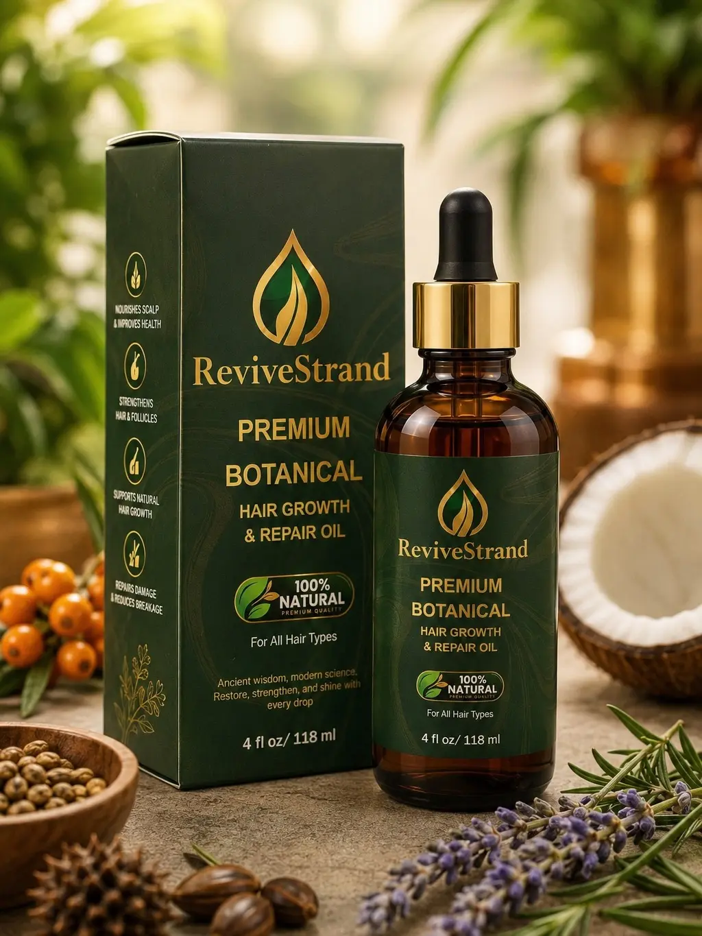 ReviveStrand Premium Botanical Hair Growth & Repair Oil/ 4 fl oz