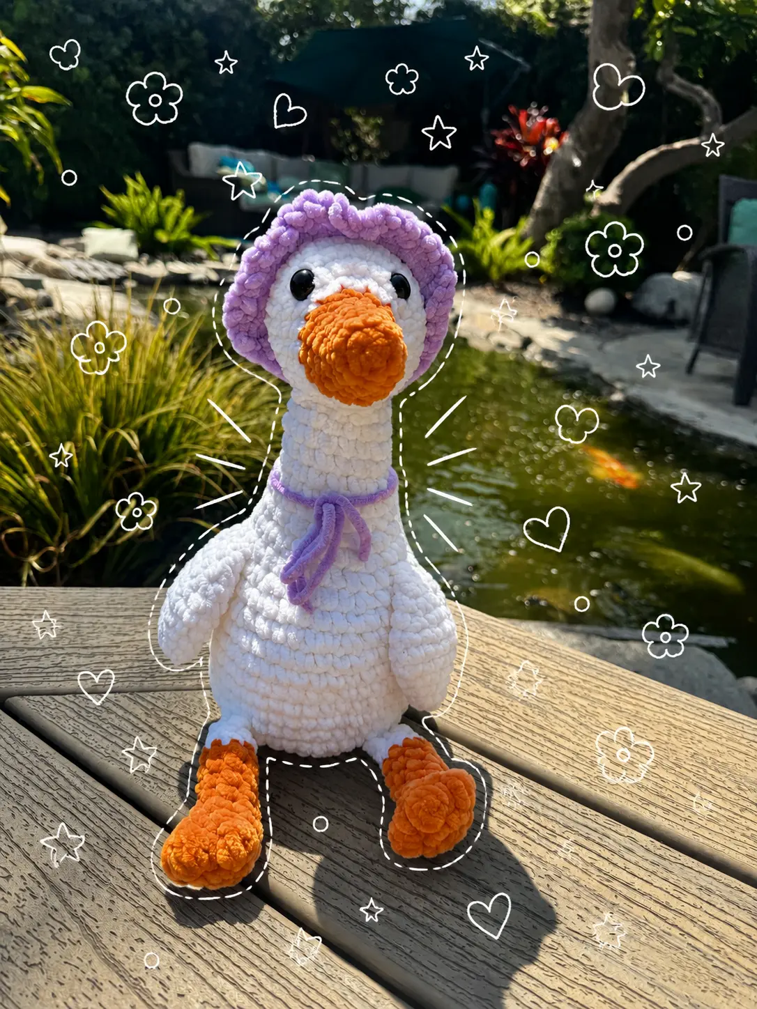 Handmade Crochet Goose Plushie | Custom Hat & Bow | Cute Amigurumi Stuffed Animal