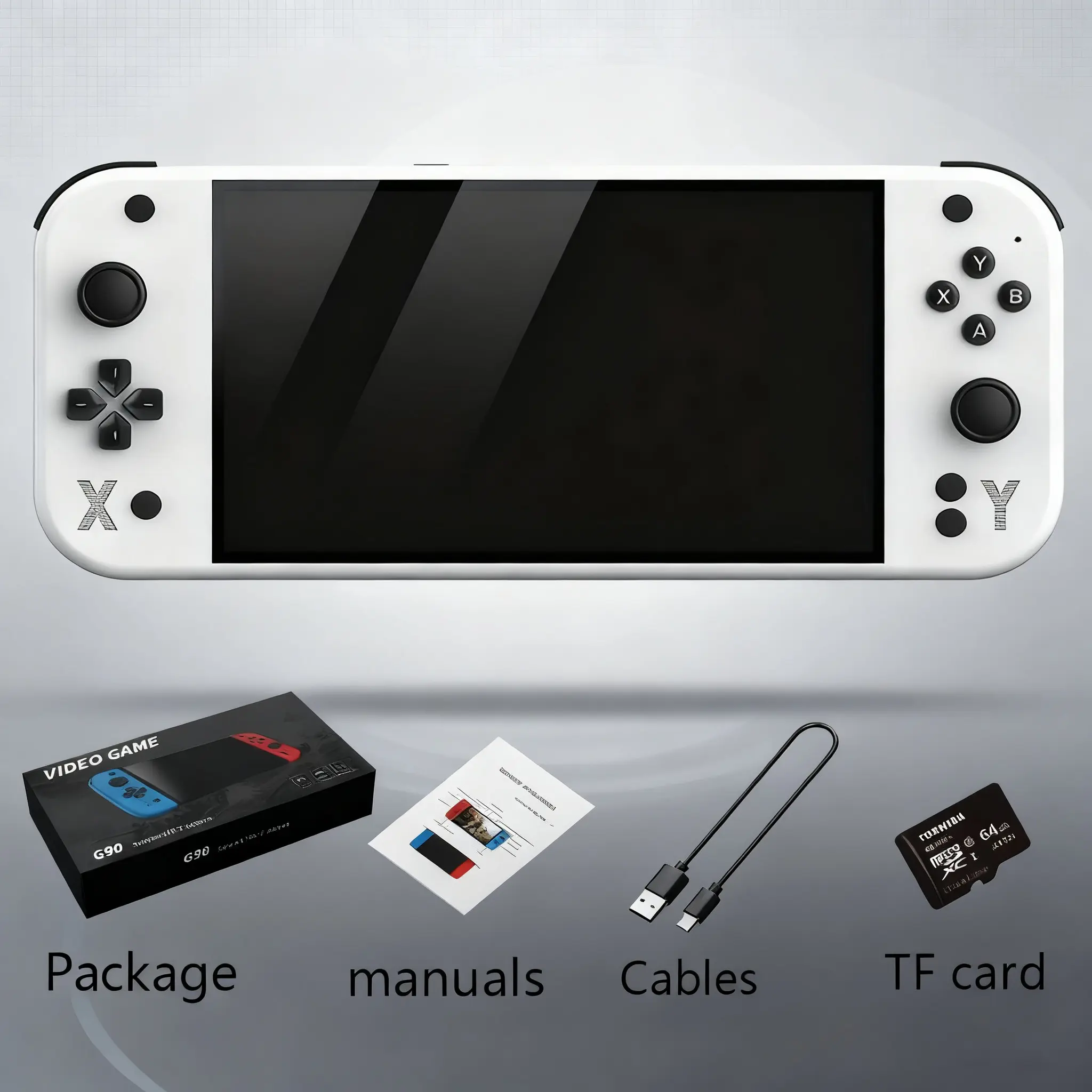 New G90 Portable Handheld Game Console, 7-Inch IPS Display Screen, USB Charging, Large Capacity Battery, Classic Games, Retro Gaming, Rechargeable Game Console