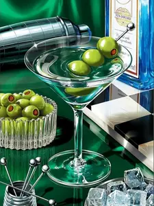 5D DIY Full Drill Diamond Painting Kit Classic Martini Cocktail Bar Art Craft for Adults Home Wall Decor