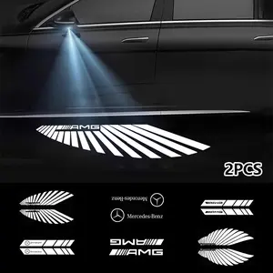 Car LED Mirror Projection Light, Led Lights Car, Welcome Ground Atmosphere Lamp, Car Induction Decorative Light, High Brightness Exterior Modification,For Mercedes-Benz A-Class,C-Class,E-Class,S-Class,GLC