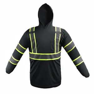 Hi Visibility Long sleeve Grey hoodie shirt / polyester birdeye Fabric for quick dry