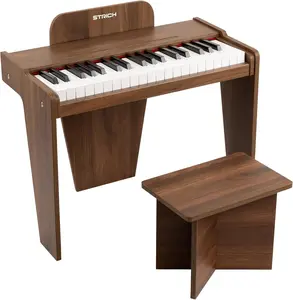 STRICH 37 Keys Kids Piano Keyboard Set, Mini Digital Piano for Kids With Stand Chair, Wood Piano for 3+ Girls and Boys, Walnut Color, SEK-37S tiktokshopspringglowup