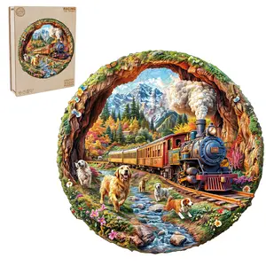 Racing The Train-1 Wooden Jigsaw Puzzle for Adults and Kids Unique Shape Animal Wood Puzzles Challenging Puzzle, Family Game Creative Gifts，Laser-Cut Durable HDF Wood Puzzle Decoration Items Butterflies