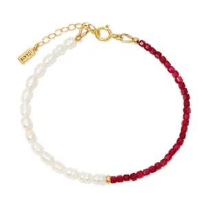 Catalina Ruby Bead Bracelet - Elegant Design with Ruby Beads and Simple Chain