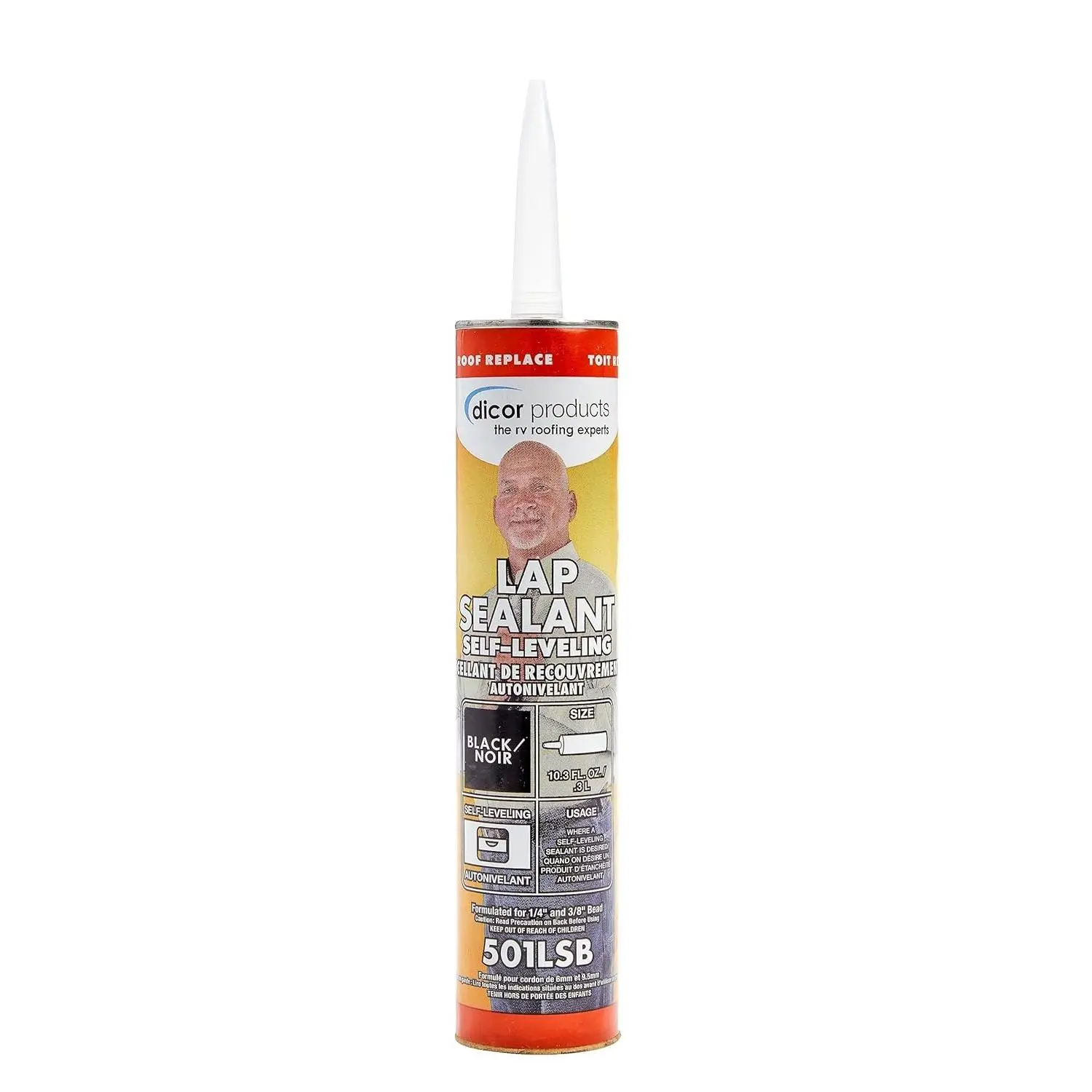Self-Leveling Lap Sealant for horizontal surfaces-10.3 Oz, Black, Secure, Ideal for RV Roofing, Maintenance, Repair, Appliance Application