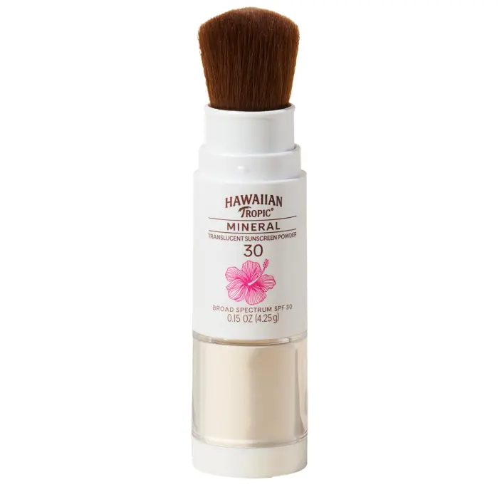 Hawaiian Tropic Mineral Powder Sunscreen Brush SPF 30, SPF Powder Sunscreen for Face, Brush On Sunscreen Powder for Face, Translucent Powder SPF 30, Hawaiian Tropic Sunscreen Powder, 0.15 oz