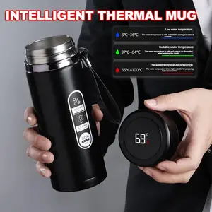 500ML-1Liter Stainless Steel Thermos Bottle with LED Temperature Display Sus304 Tea Water Bottle Vacuum Flask Portable Cups Blue Insulation Travel Mug