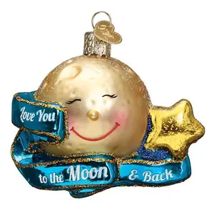 Love You To The Moon & Back Ornament Glass Christmas Decoration with Love You Text & to the Moon & Back Message Led Ball Lights