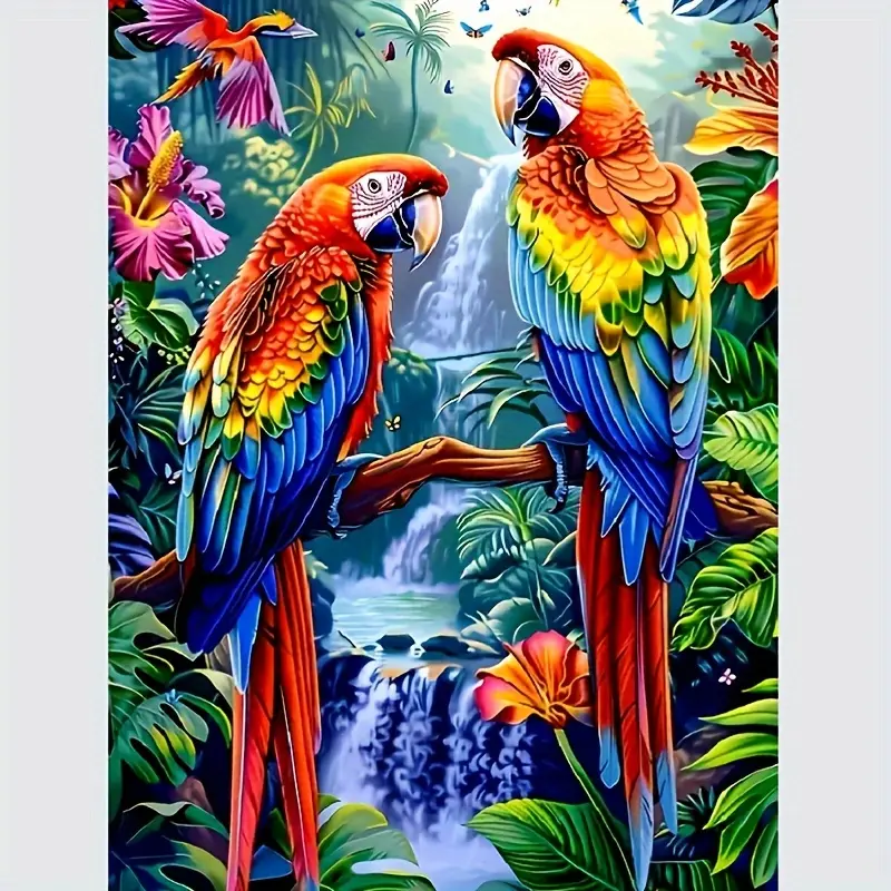 5D Diamond Painting Art Set, Parrot Design, Crafted by Hand, Circular, Acrylic Artwork, Ideal for Home And Office Decor, Perfect for Family And Friends, Handmade Gifts, Wall Art, Holiday Decoration, DIY Diamond Art, Diamond Painting Kit
